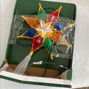 Holiday Time LED tree topper warm white  lights Gold multicolor retro star New